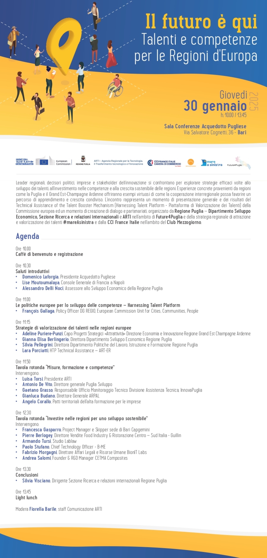 Agenda evento Il futuro è qui - Bari 30 gennaio 2025
